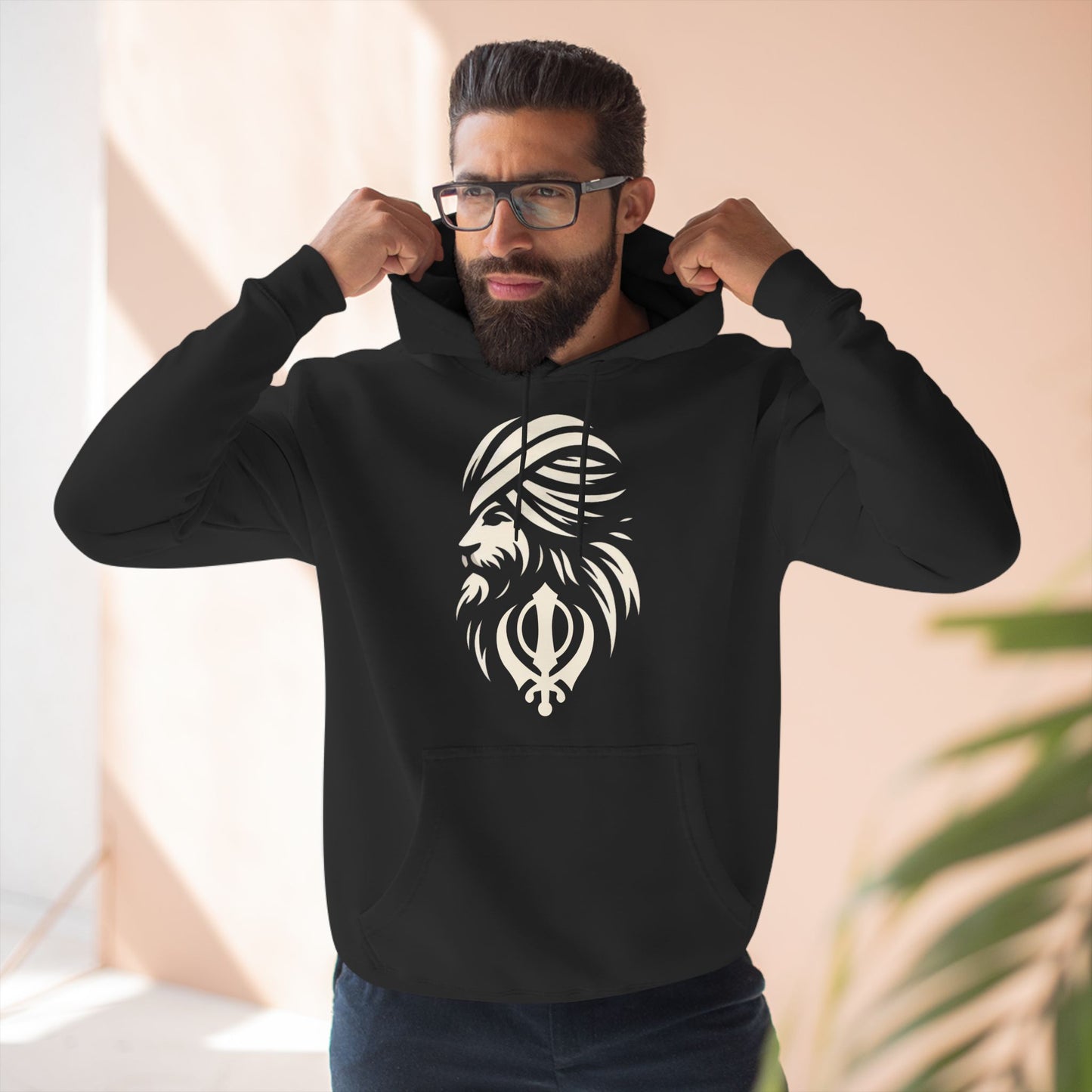 Sikh Lion Khanda Three-Panel Fleece Hoodie