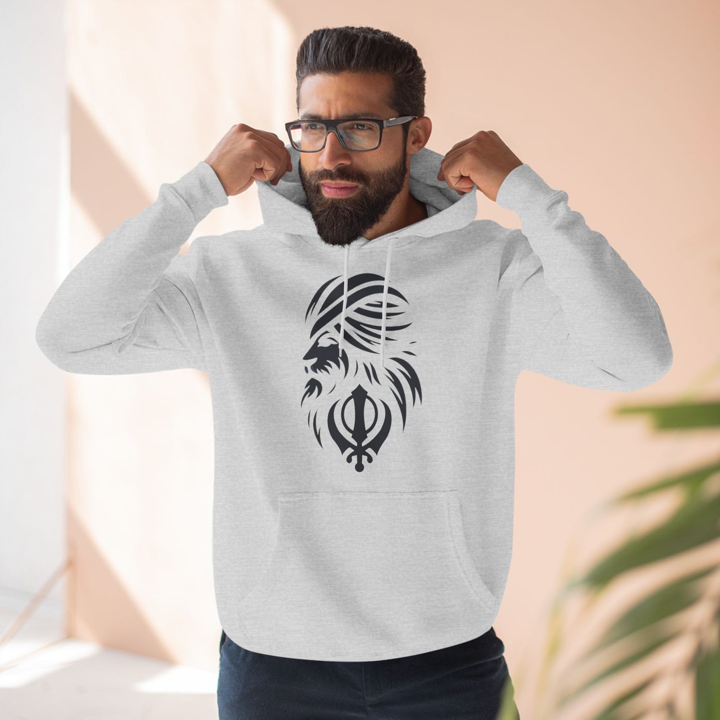 Sikh Lion Khanda Three-Panel Fleece Hoodie